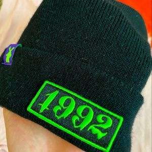 Dutch Bros Black Beanie October 2021 Green Details